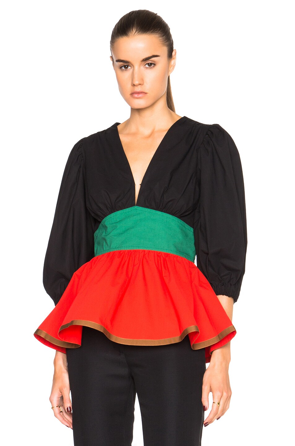 Image 1 of Isa Arfen V-Neck Puff Sleeve Top in Multi