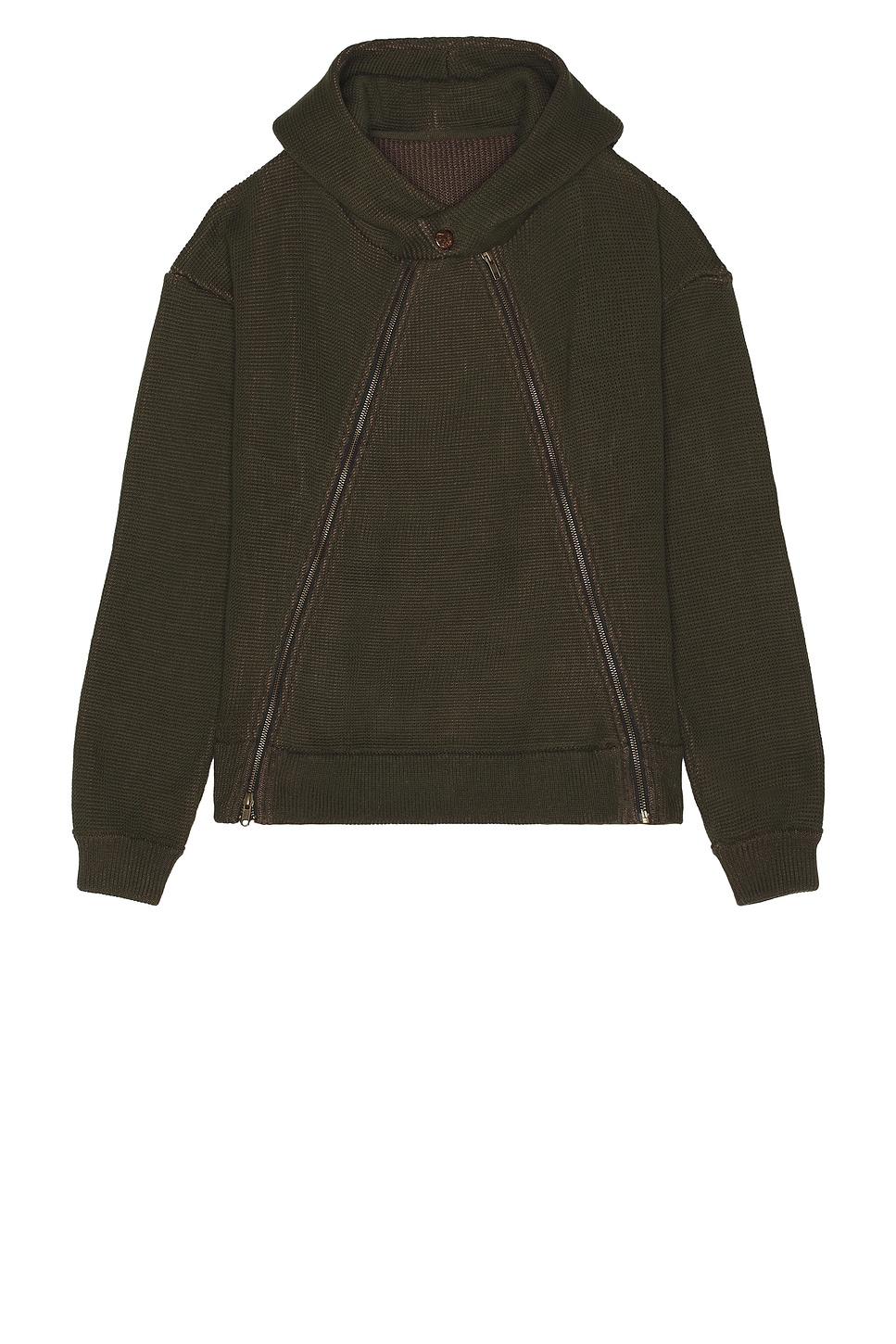 Image 1 of ISA BOULDER Triangle Zip Hoodie in Swamp
