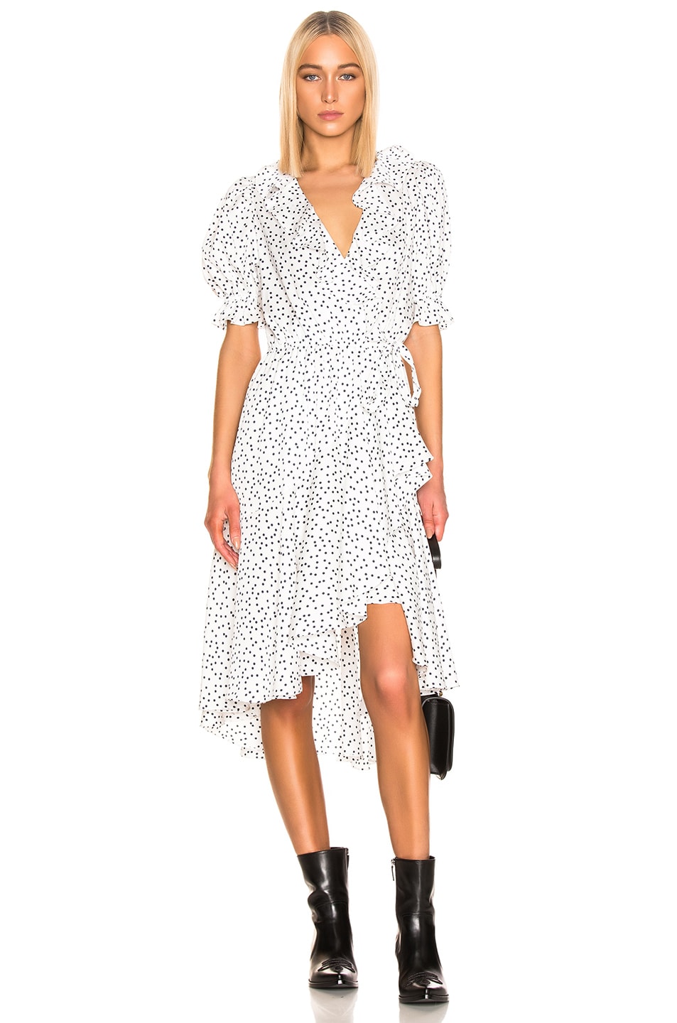 Image 1 of ICONS Objects of Devotion Cha Cha Dress in White & Navy Dot