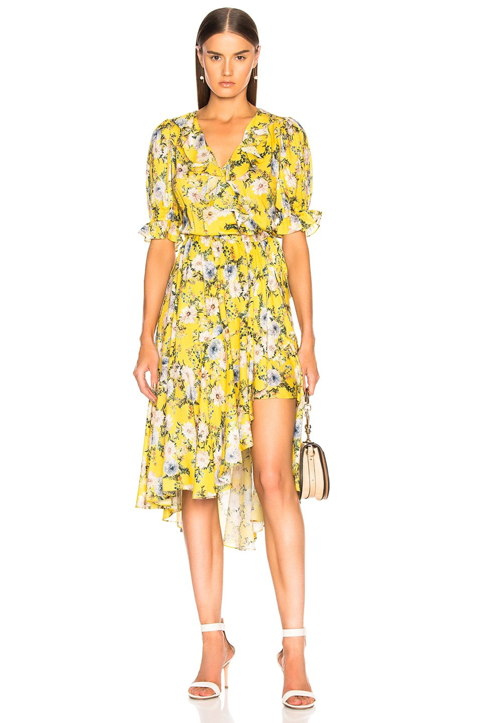Image 1 of ICONS Objects of Devotion Cha Cha Wrap Dress in Yellow Floral