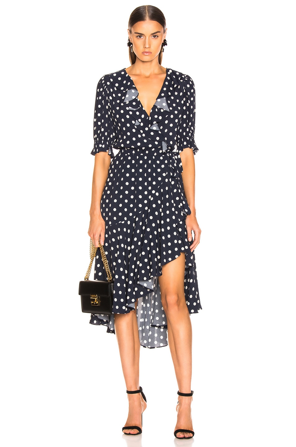Image 1 of ICONS Objects of Devotion Cha Cha Wrap Dress in Polka Dot