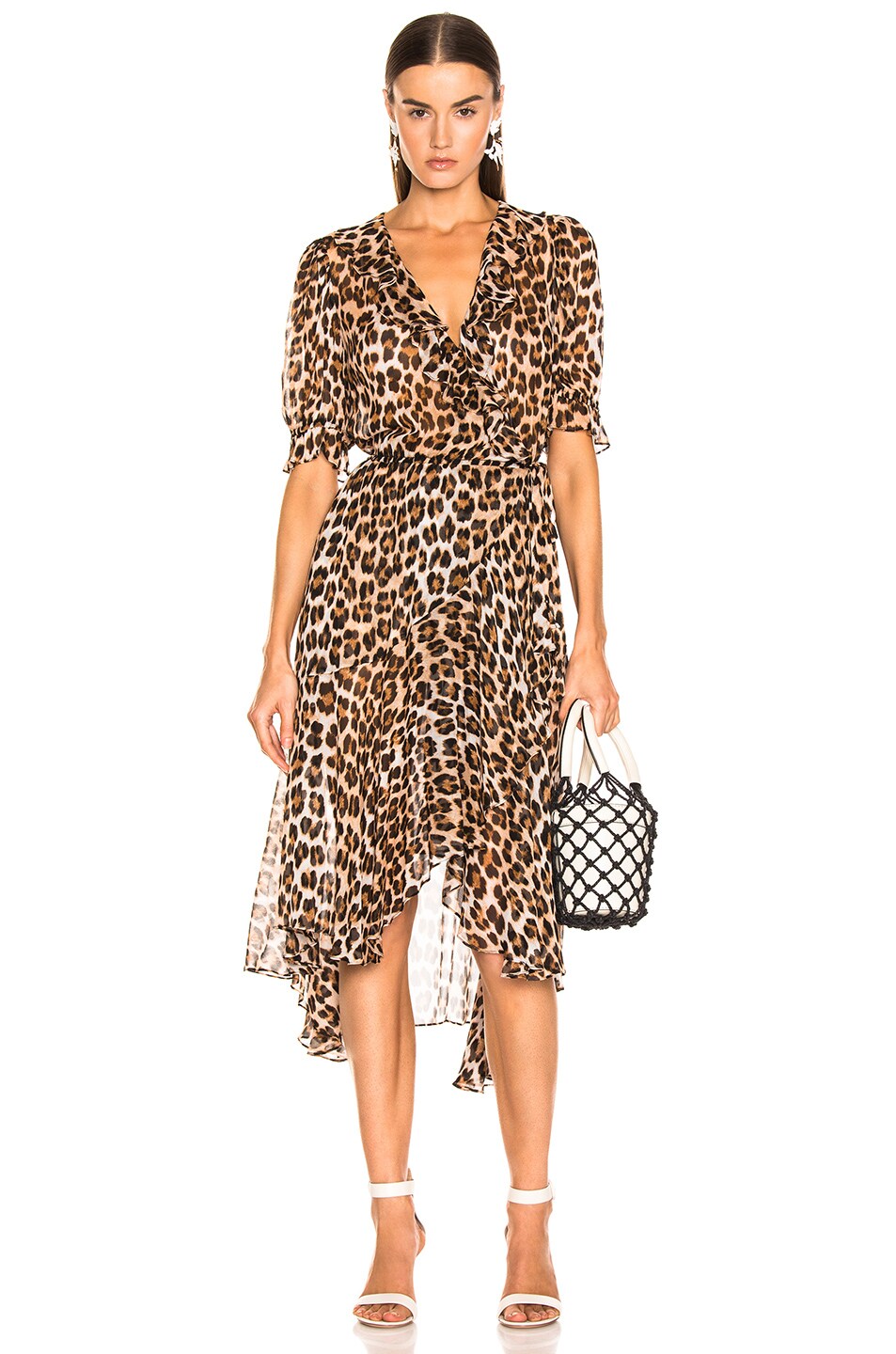 Image 1 of ICONS Objects of Devotion Cha Cha Wrap Dress in Leopard