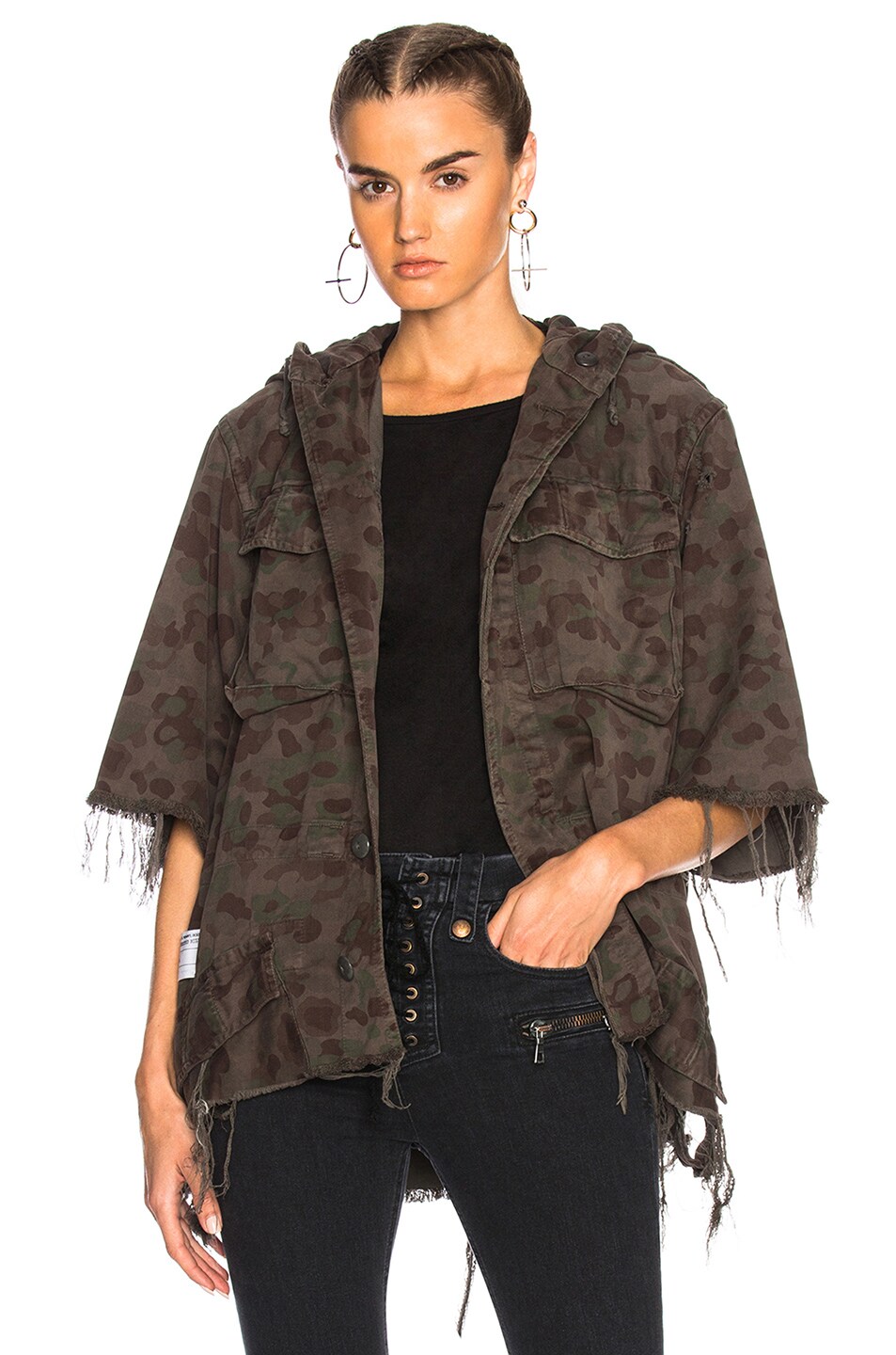 Image 1 of ICONS Objects of Devotion Cut Off Parka Jacket in Black Camo