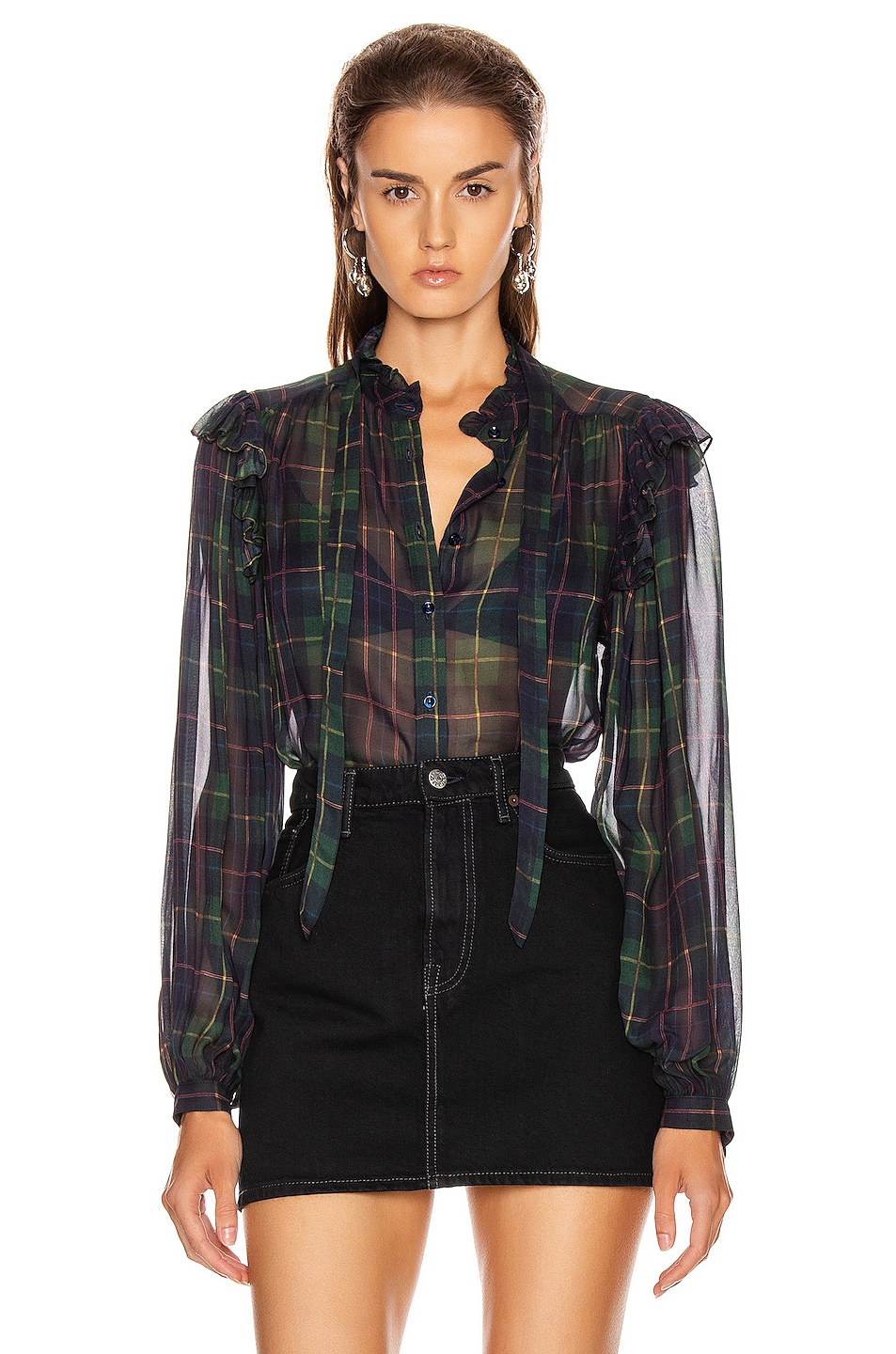 Image 1 of ICONS Objects of Devotion The Secretary Top in Classic Tartan