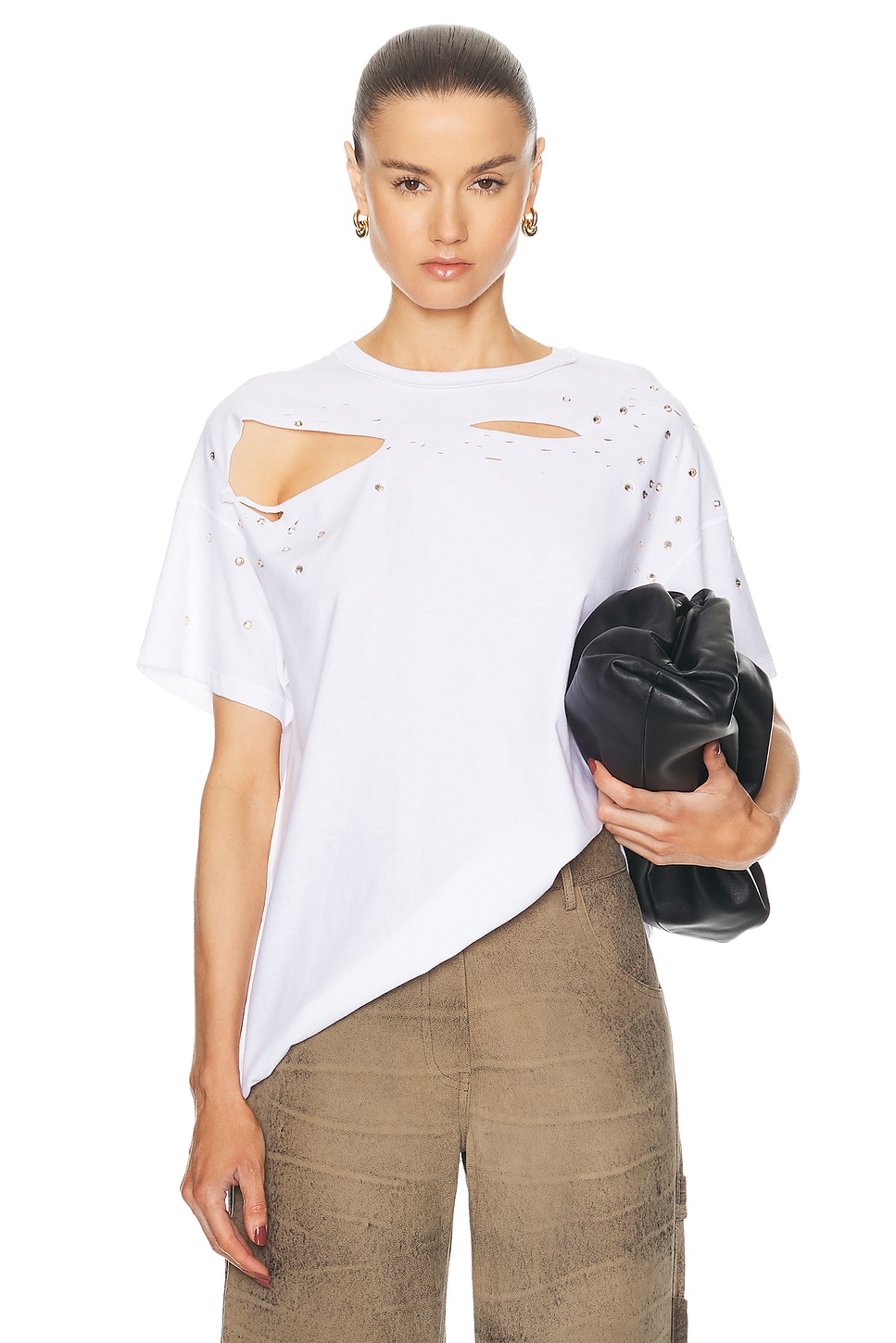 Image 1 of Interior The Diamante Mandy Crystal Embelllished T-shirt in White