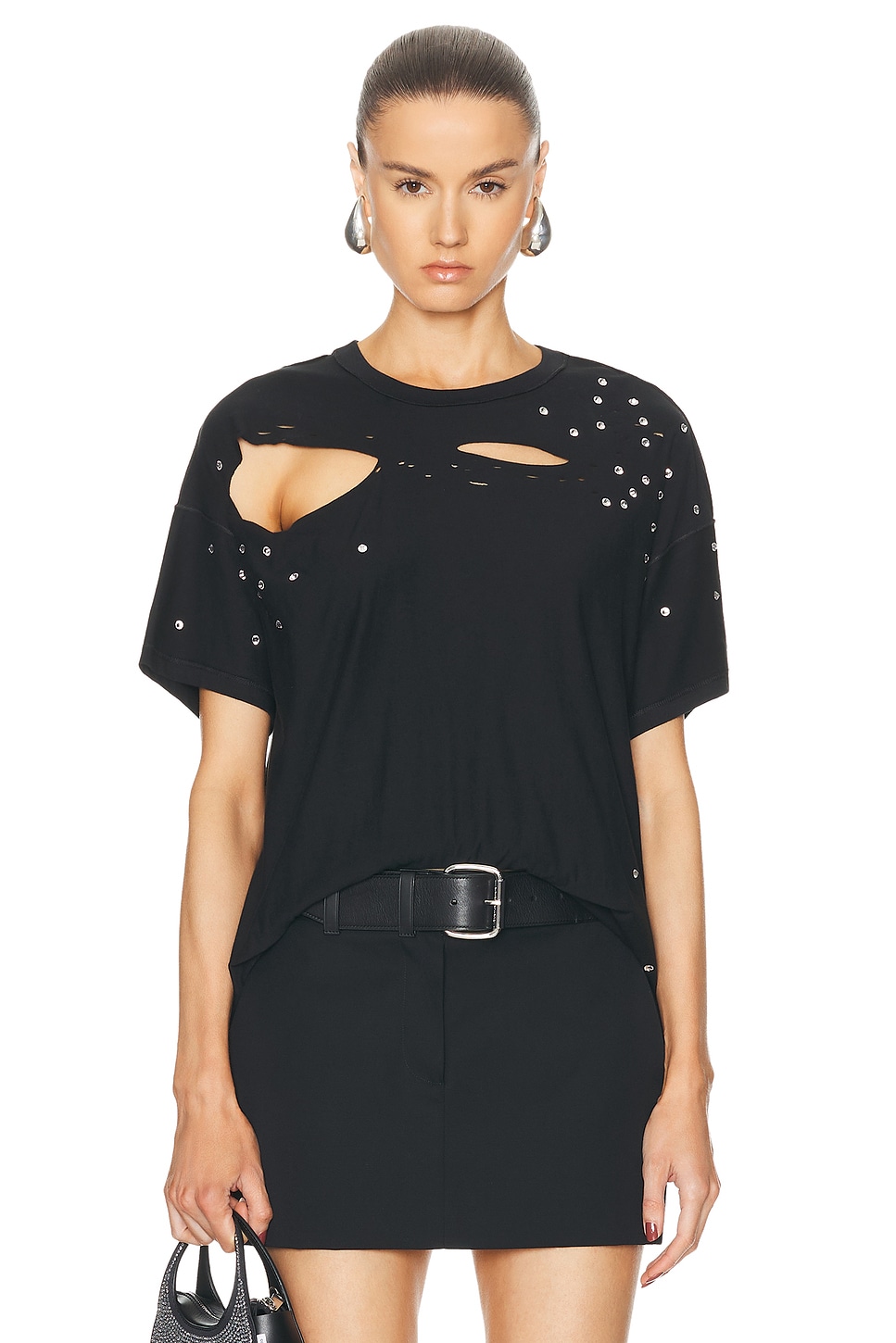 Image 1 of Interior The Diamante Mandy Crystal Embelllished T-shirt in Black