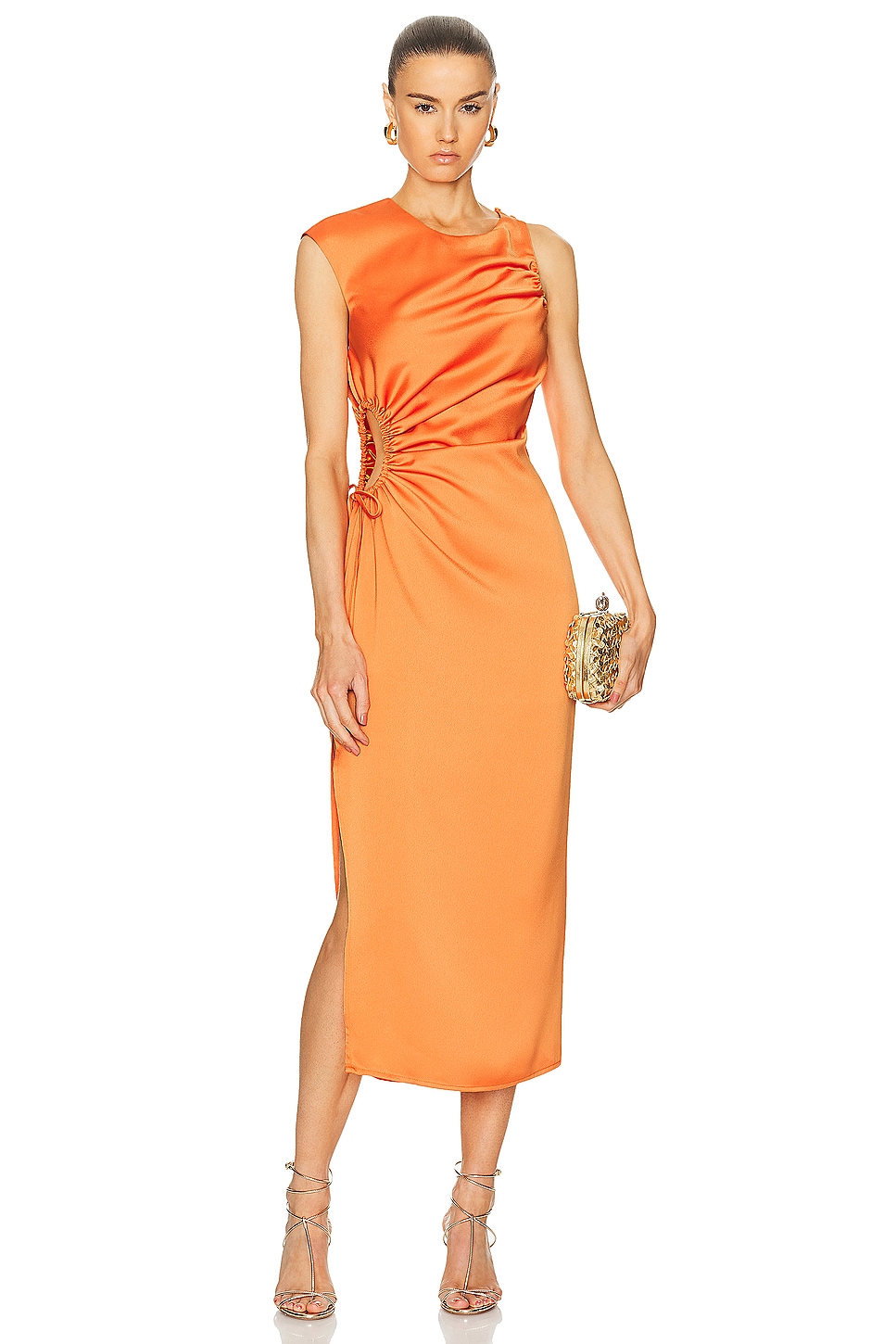 Image 1 of ILA Grace Side Cut Out Midi Dress in Orange