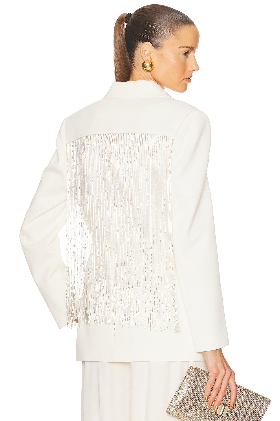 Image 1 of ILA Shania Beaded Fringe Blazer in White