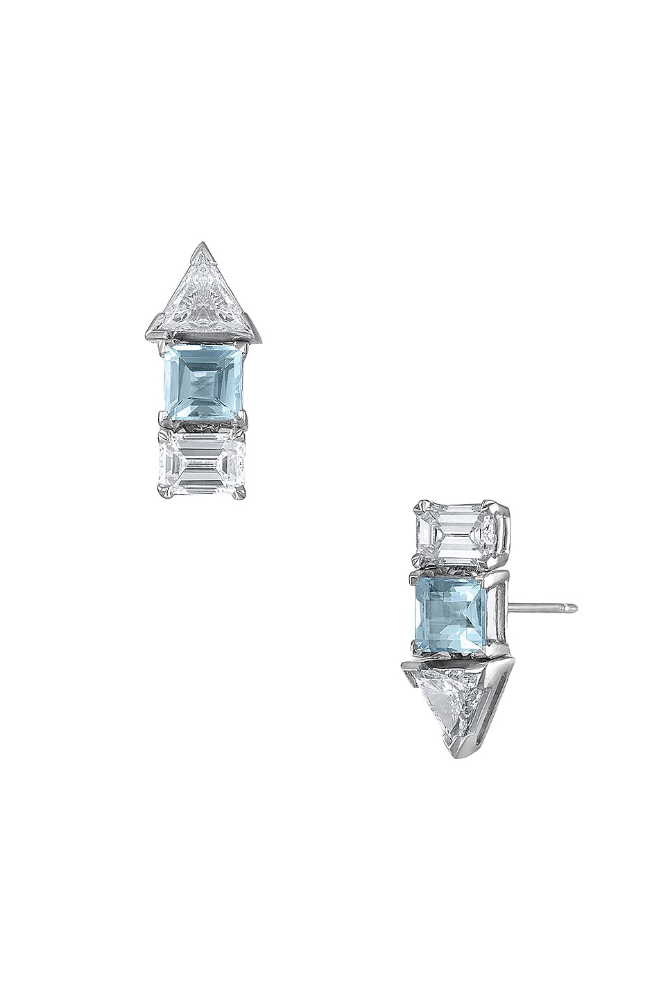 Image 1 of ILENE JOY x Elizabeth Sulcer Jaxson Earrings in Aquamarine, White Sapphire, Diamonds, & 18K Gold
