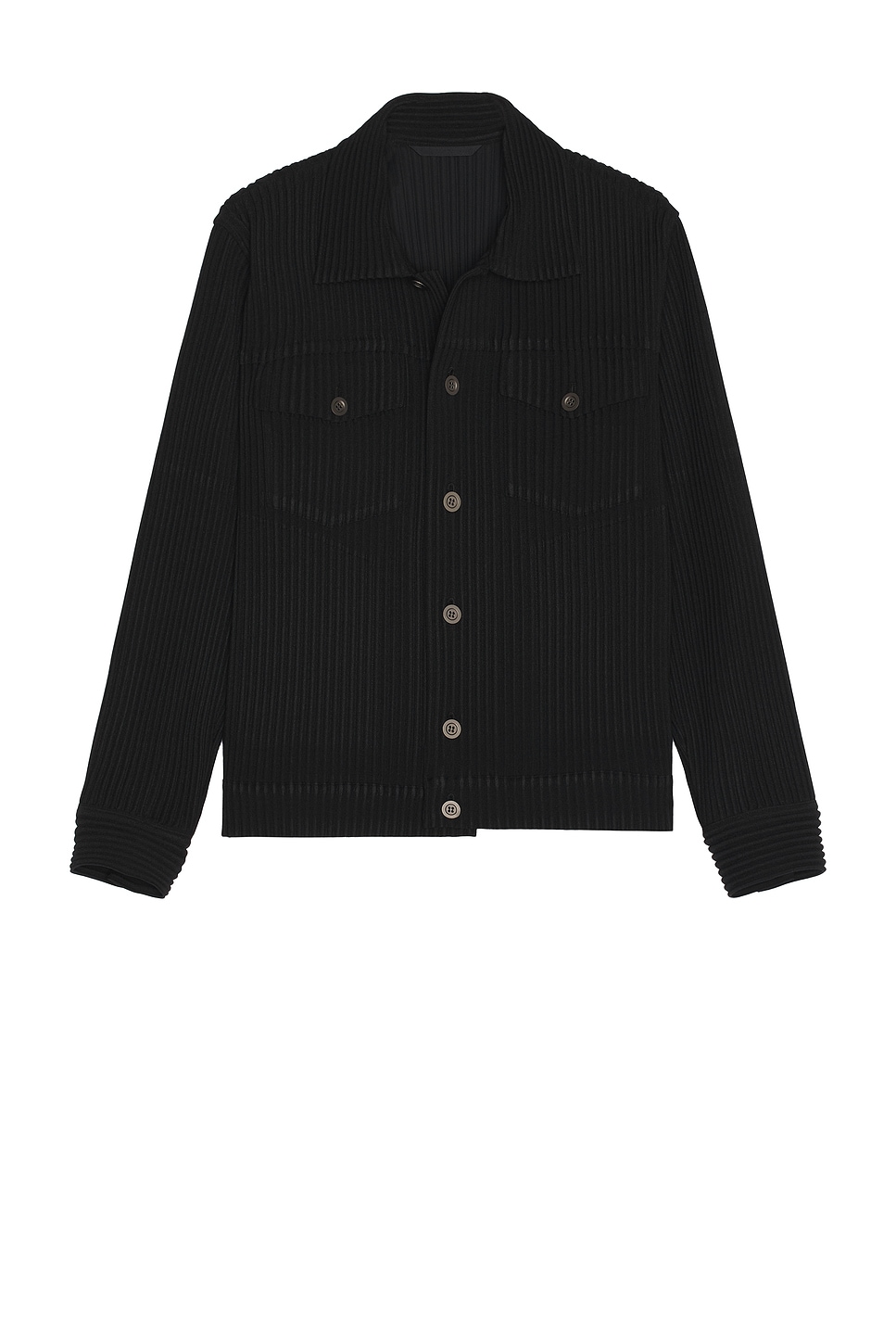 Wool Like Light Collared Blouson in Black