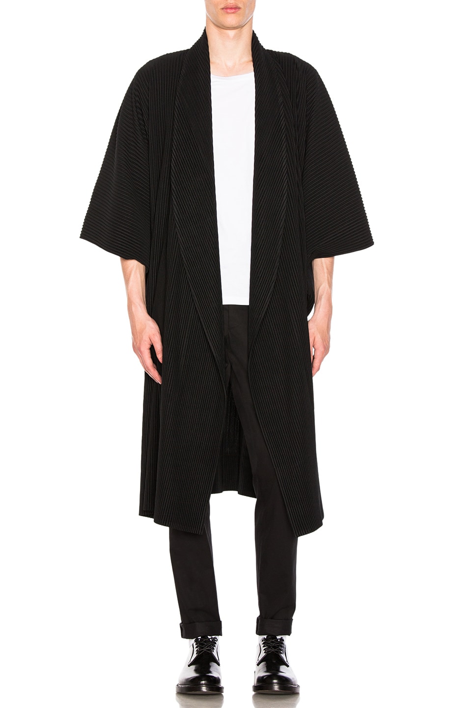 Image 1 of Homme Plisse Issey Miyake Wrap Coat in Black