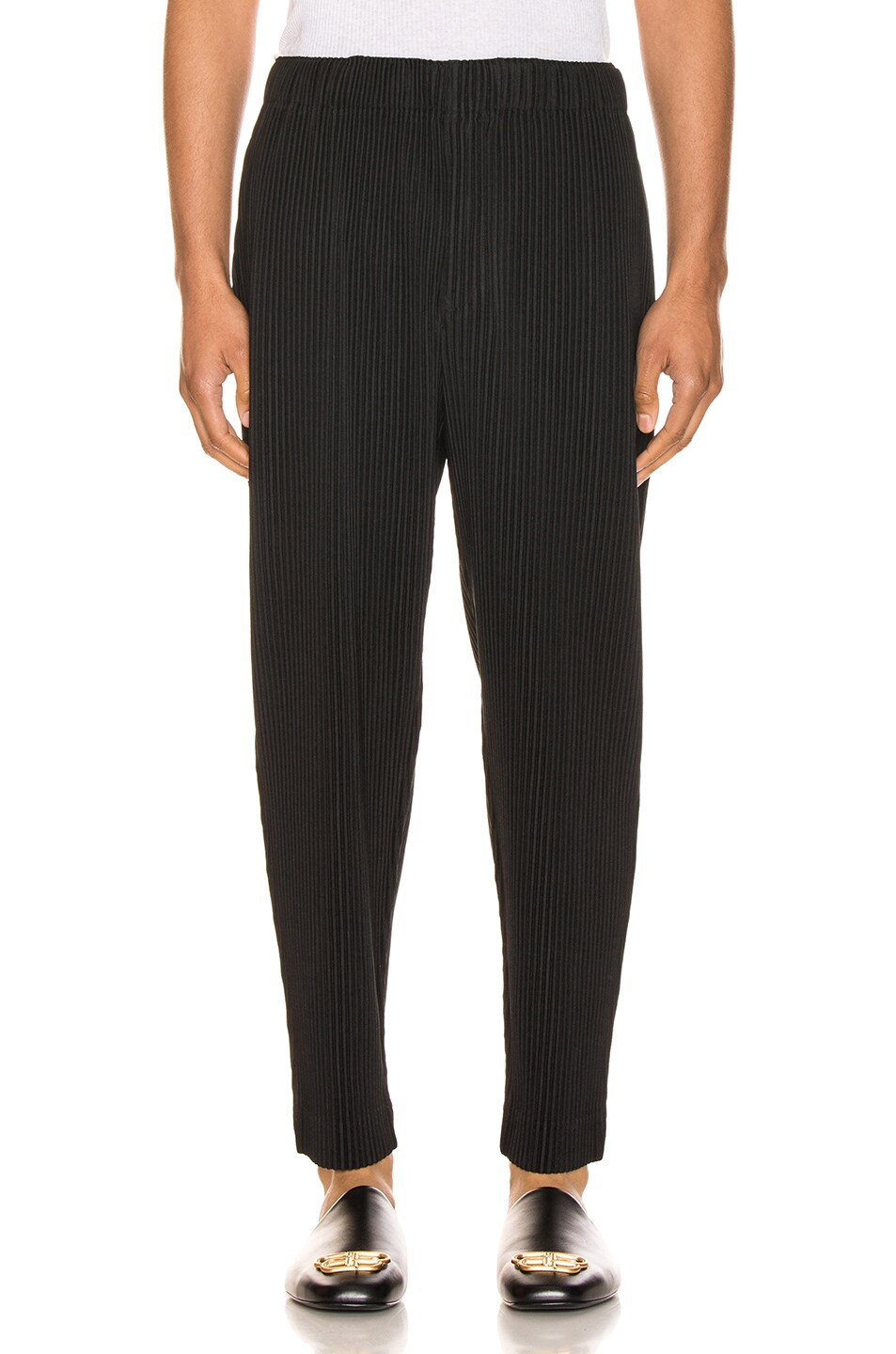 Image 1 of Homme Plisse Issey Miyake Pleated Cropped Straight Pant in Black