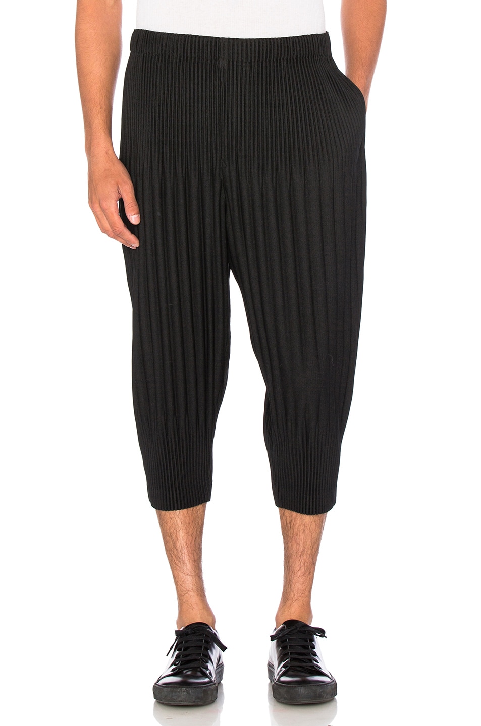 Image 1 of Homme Plisse Issey Miyake Pleated Cropped Trousers in Black