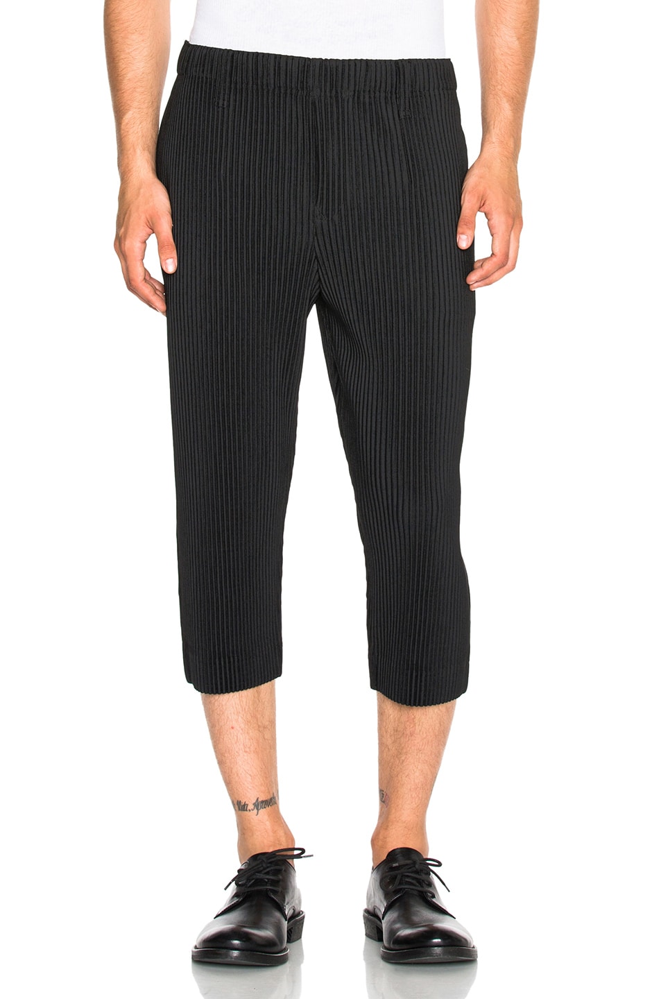 Image 1 of Homme Plisse Issey Miyake Pleated Cropped Trousers in Black