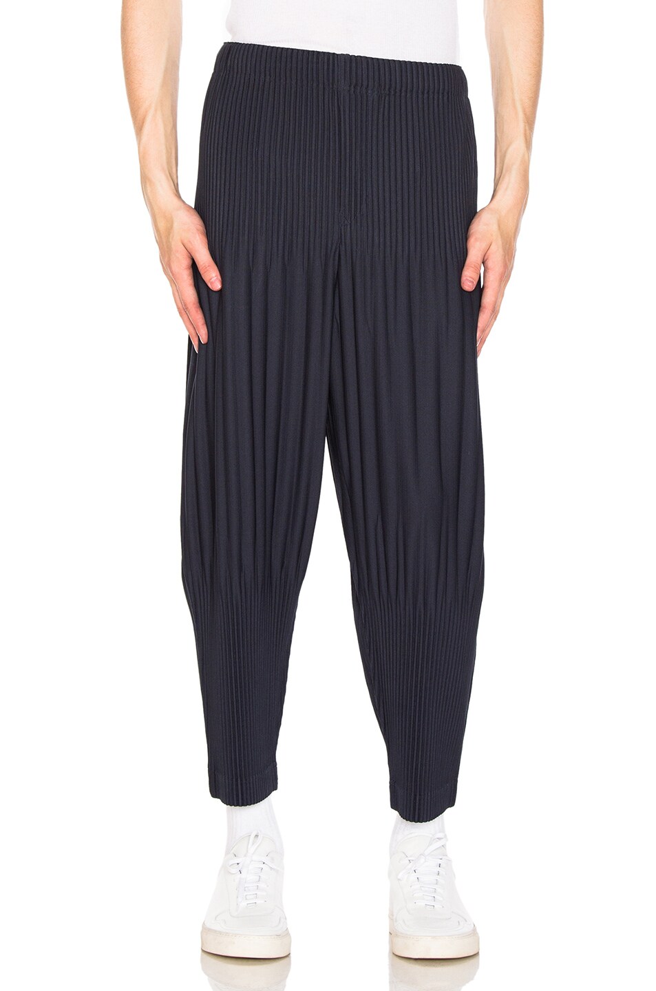 Image 1 of Homme Plisse Issey Miyake Cropped Trousers in Dry Navy