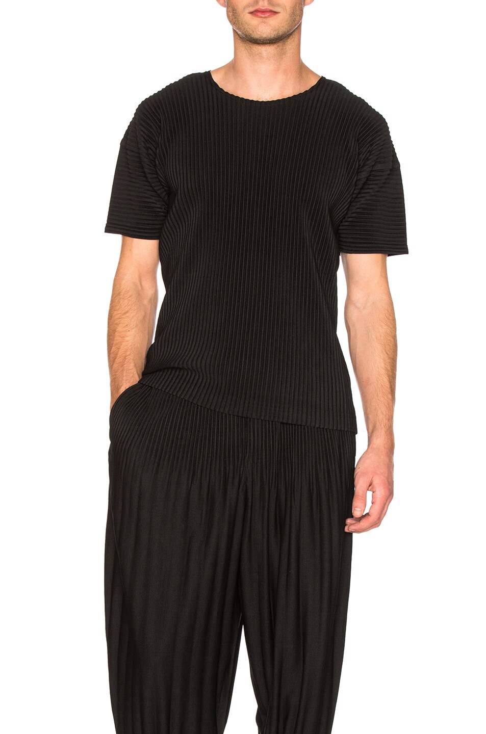 Image 1 of Homme Plisse Issey Miyake Basic Short Sleeve Shirt in Black