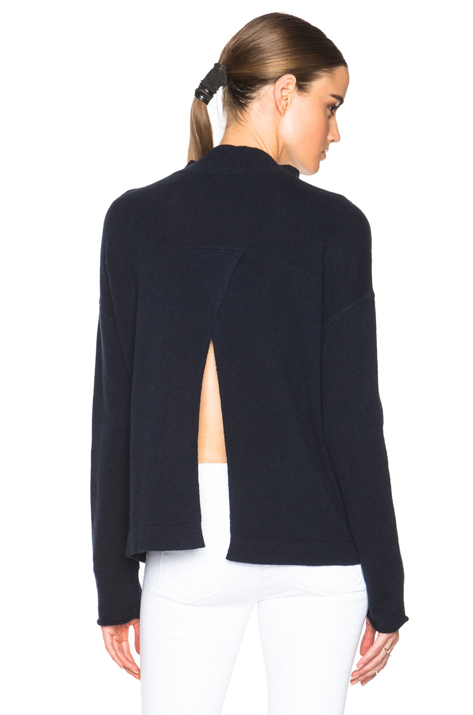 Image 1 of Inhabit Cashmere Open Back Sweater in Navy