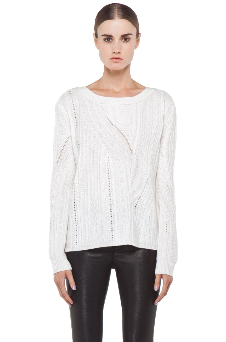 Image 1 of Inhabit Cable Crewneck Sweater in Ivory