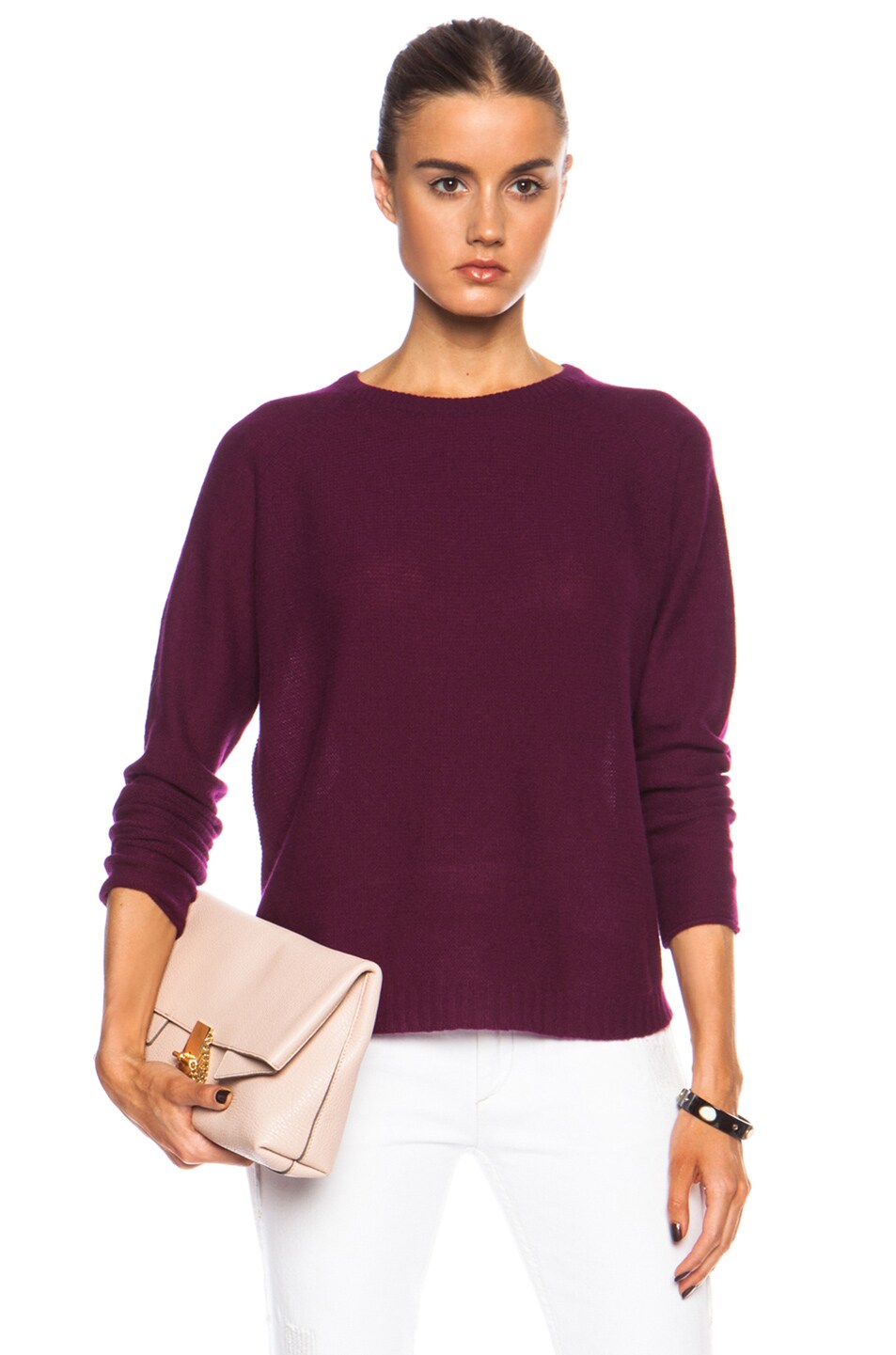 Image 1 of Inhabit Whisper Cashmere Crew Sweater in Beetroot
