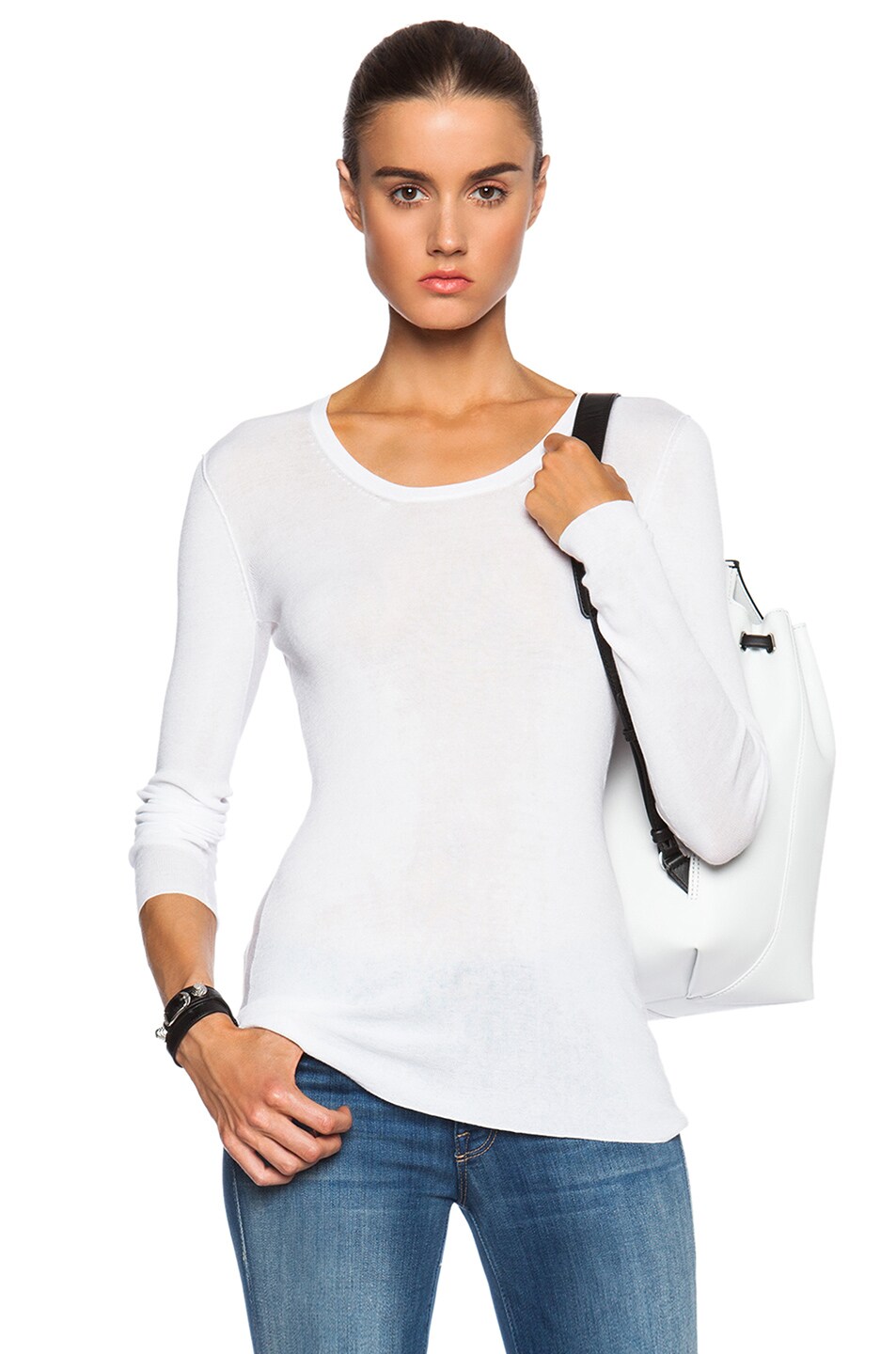 Image 1 of Inhabit Cotton Essentials Long Sleeve Tee in White