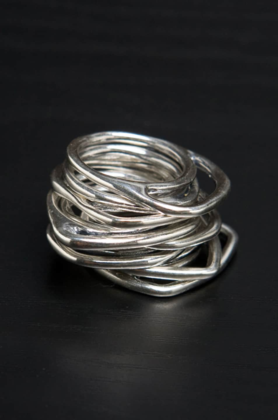 Image 1 of Iosselliani Multi Shaped Rings in Silver