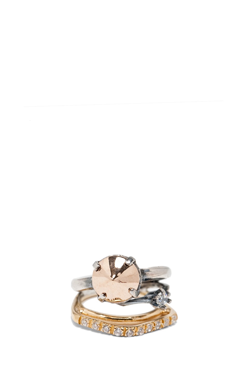 Image 1 of Iosselliani Mixed Set of Rings in Silver & Gold
