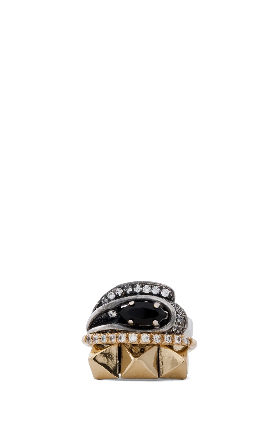 Image 1 of Iosselliani Rhinestone Ring Set of 3 in Black