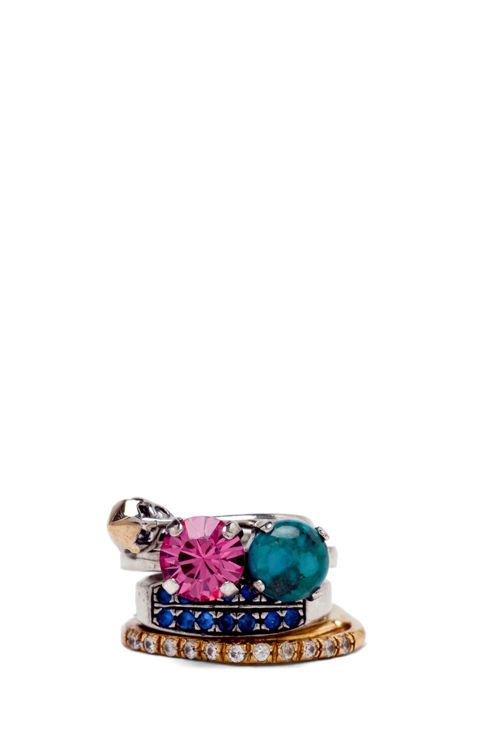 Image 1 of Iosselliani Set of Stone Rings in Turquoise