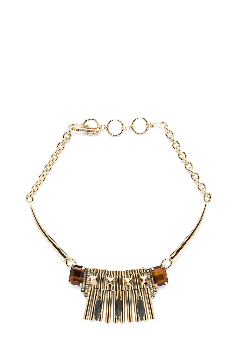 Iosselliani Rolex Chain Antique Brass Necklace In Black Fwrd