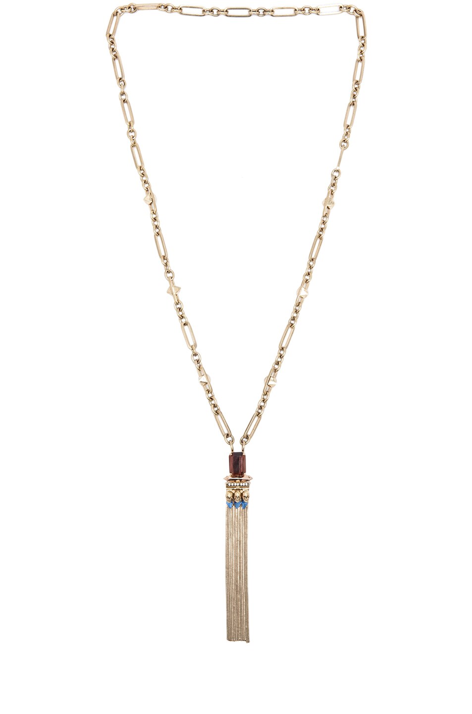 Image 1 of Iosselliani Medium Navettes Antique Brass Necklace in Blue