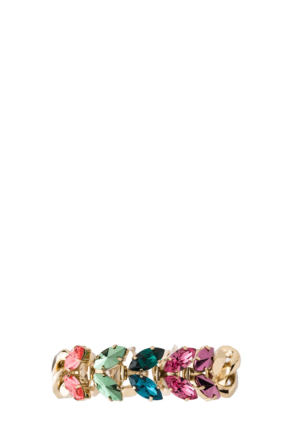 Image 1 of Iosselliani Multi Navettes Antique Brass Floral Bracelet in Multi