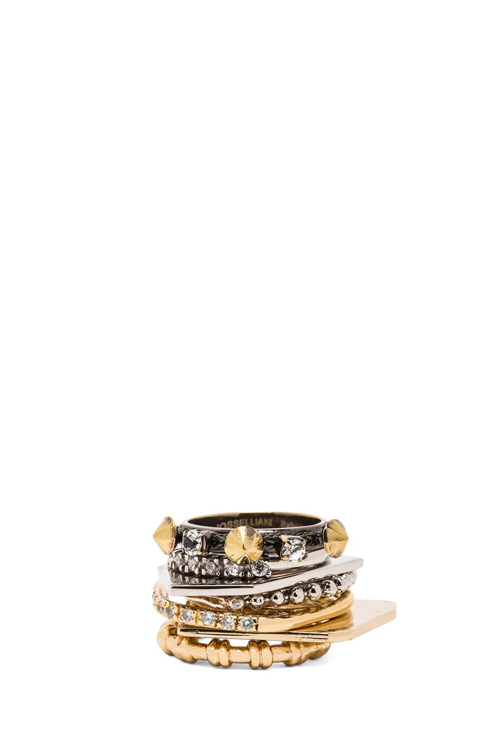 Image 1 of Iosselliani Plated Ring Set in Gold & Crystal