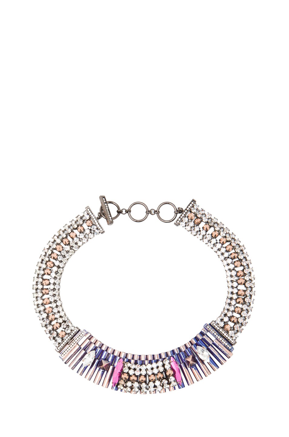 Image 1 of Iosselliani Faded Ink Necklace with Central Crystals in Multi