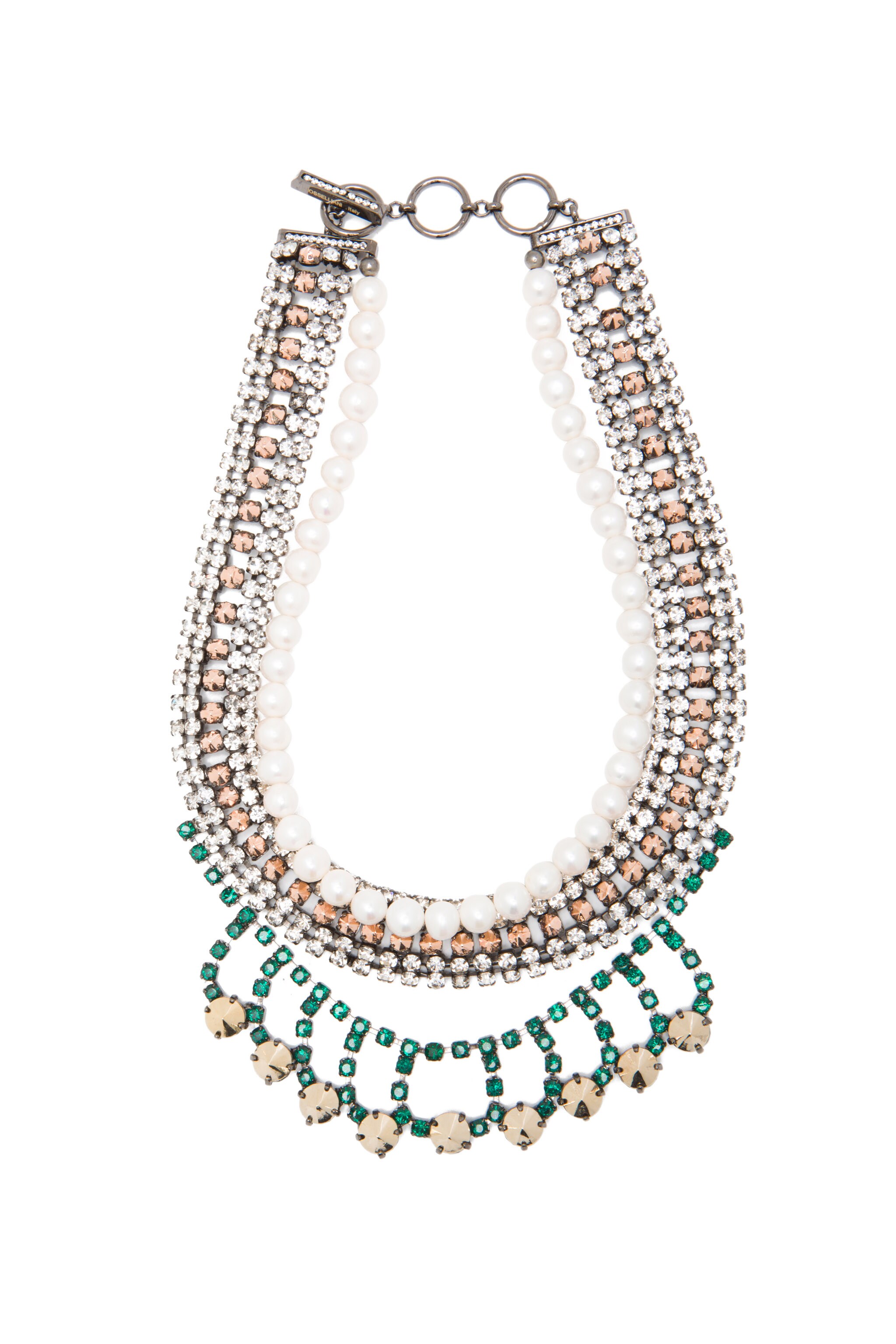 Image 1 of Iosselliani Multistrand Pearl and Brass Necklace in Multi