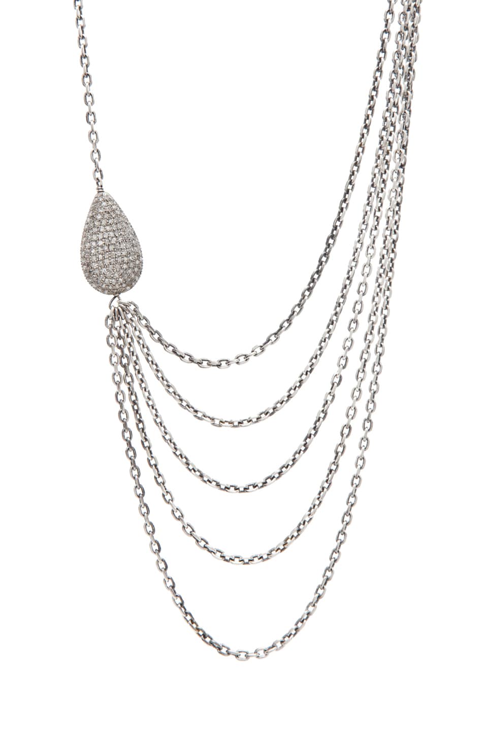 Image 1 of Irit Design Asymmetric Multi Chain Diamond Necklace in Silver