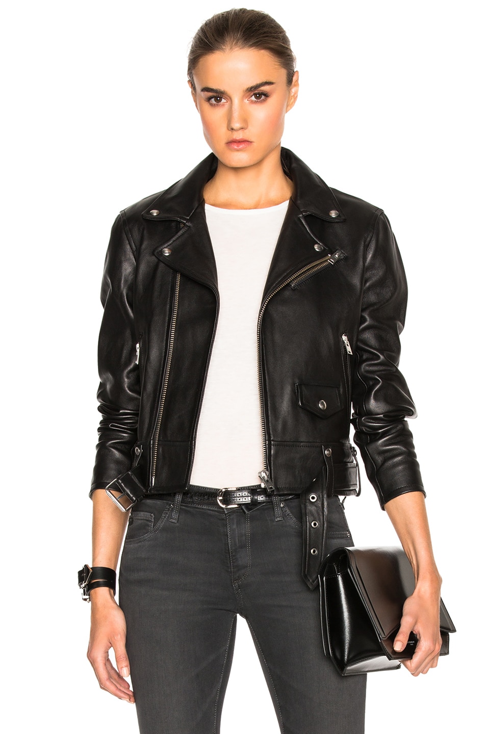 Image 1 of IRO Gant Leather Jacket in Black
