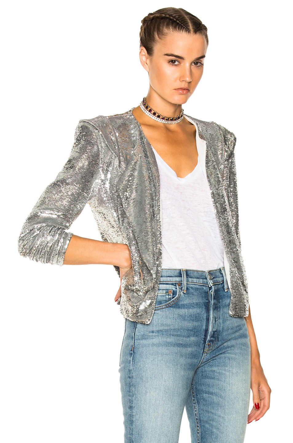 Image 1 of IRO Waklyn Sequin Jacket in Silver