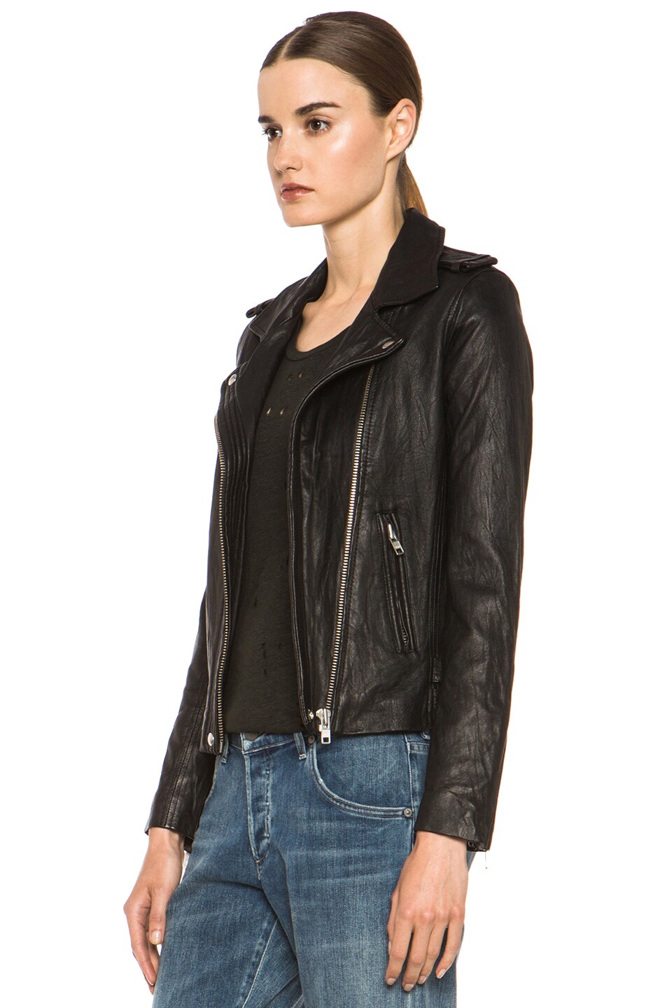 IRO Han Leather Jacket in Black | FWRD