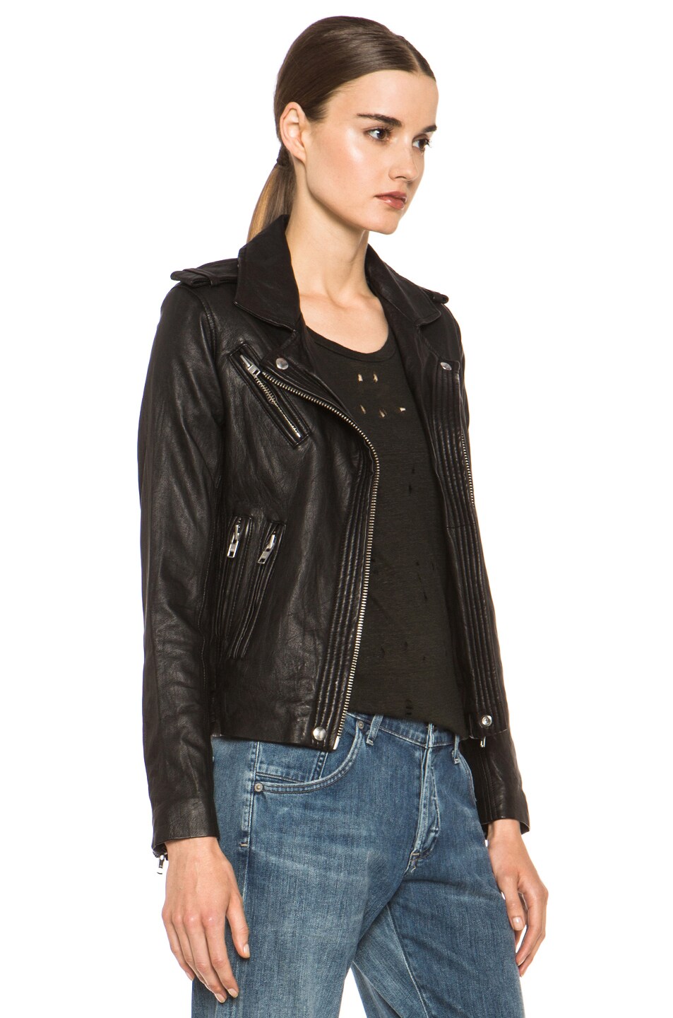 IRO Han Leather Jacket in Black | FWRD