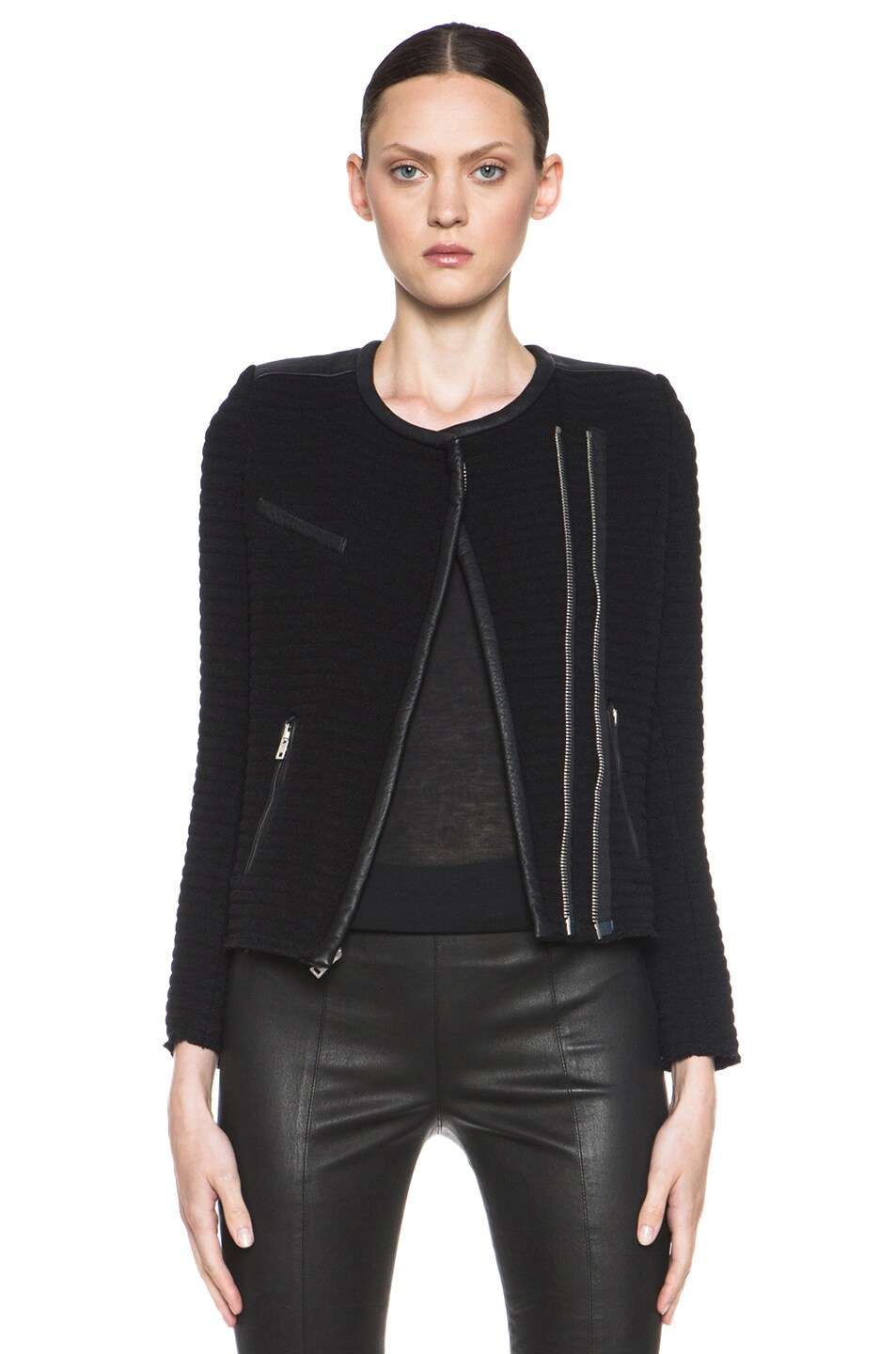 Image 1 of IRO Maiden Poly-Blend Jacket in Noir
