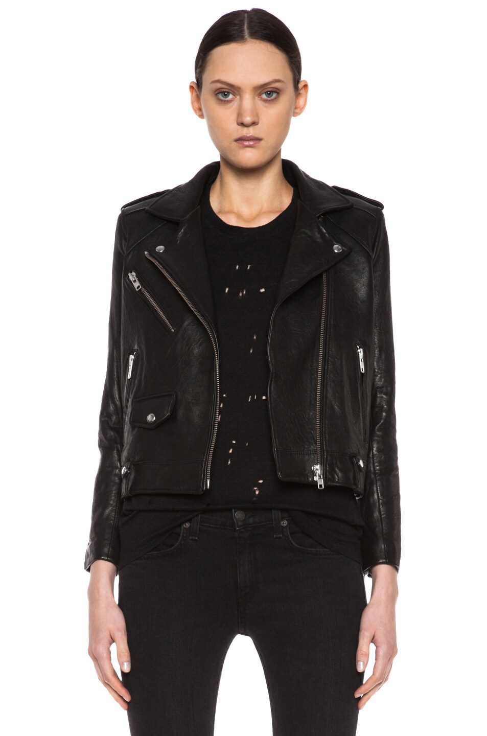 Image 1 of IRO Ebeyna Leather Jacket in Black