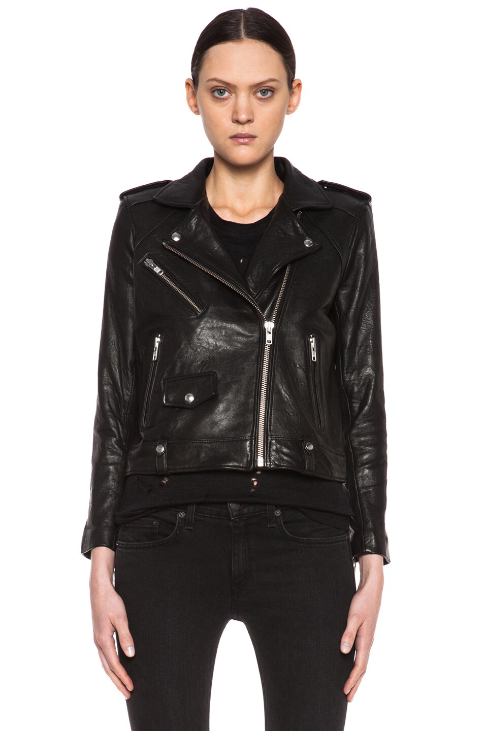IRO Ebeyna Leather Jacket in Black | FWRD