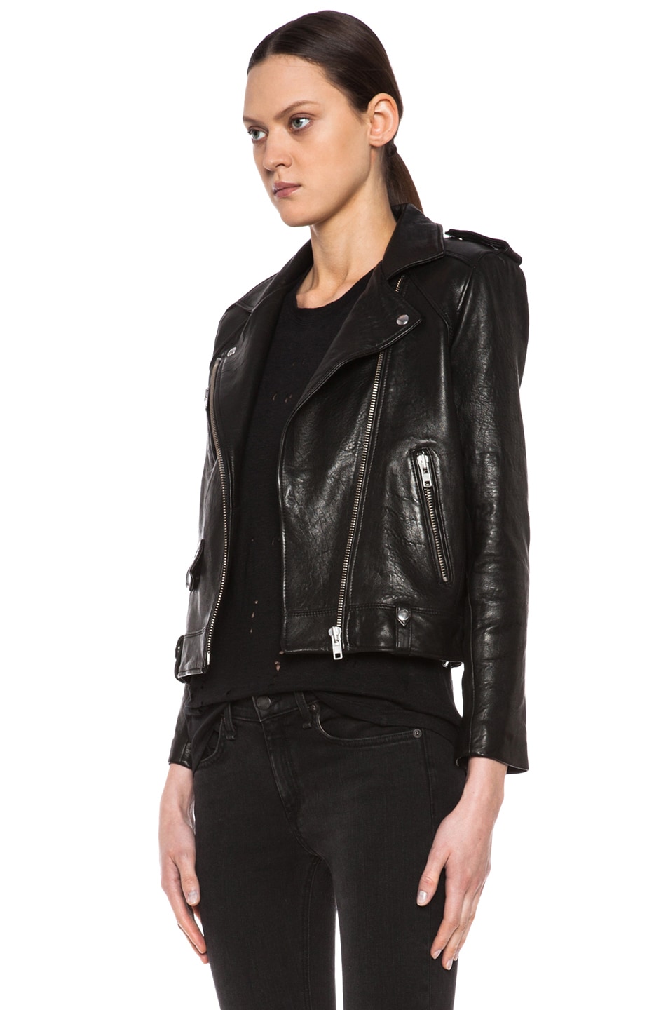 IRO Ebeyna Leather Jacket in Black | FWRD