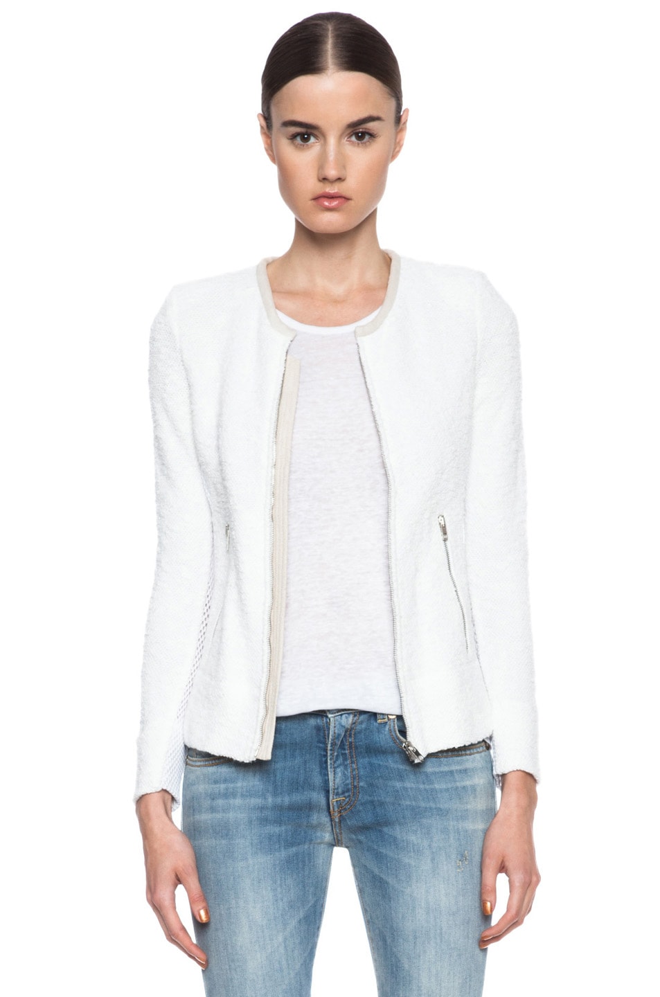 Image 1 of IRO Amiya Cotton-Blend Jacket in Ecru