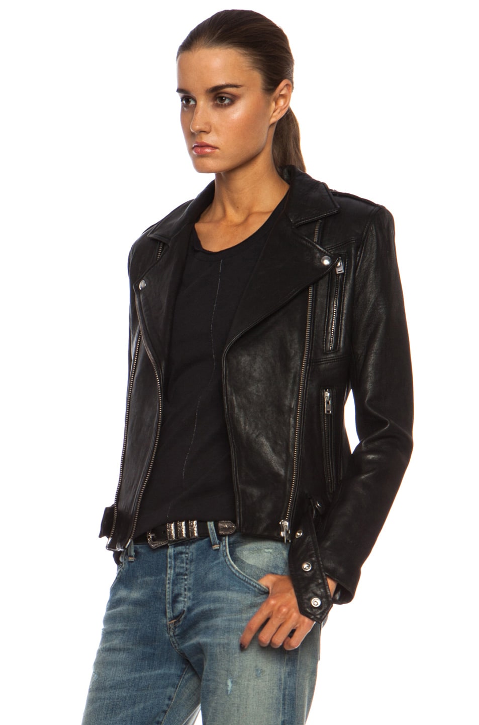 IRO Jamie Leather Jacket in Black | FWRD