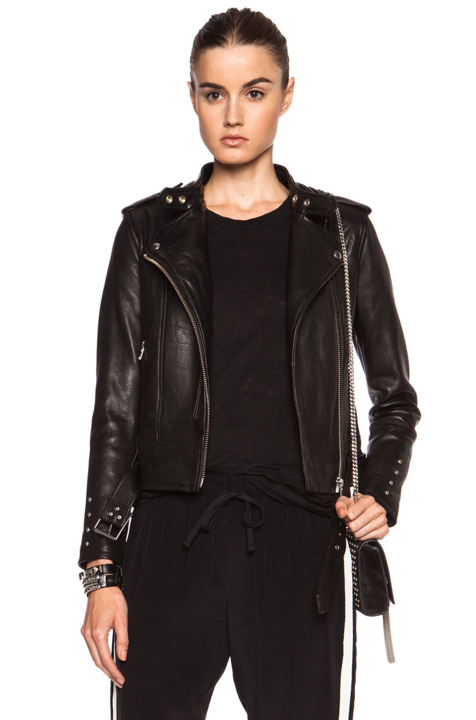Image 1 of IRO Zaki Leather Jacket in Black
