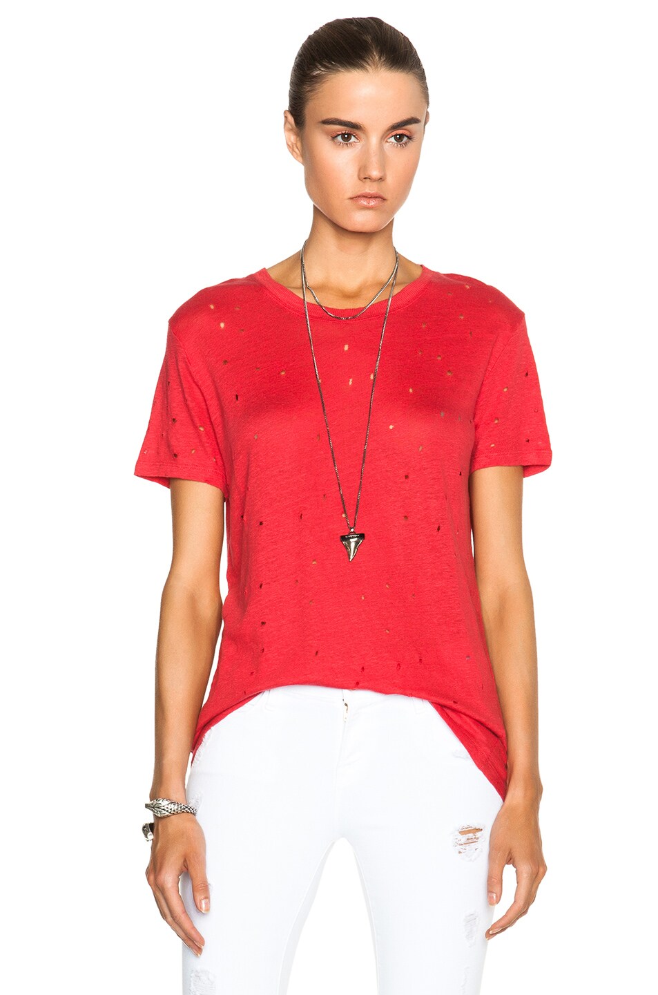 Image 1 of IRO Clay Linen Tee in Red