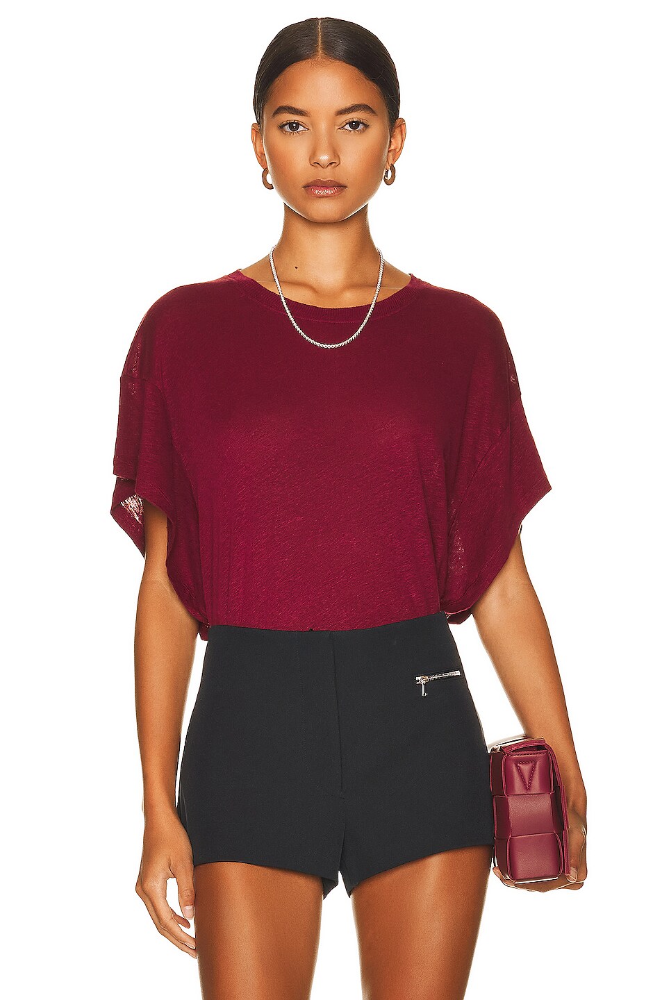 Image 1 of IRO Oster Tee in Berry Bordeaux