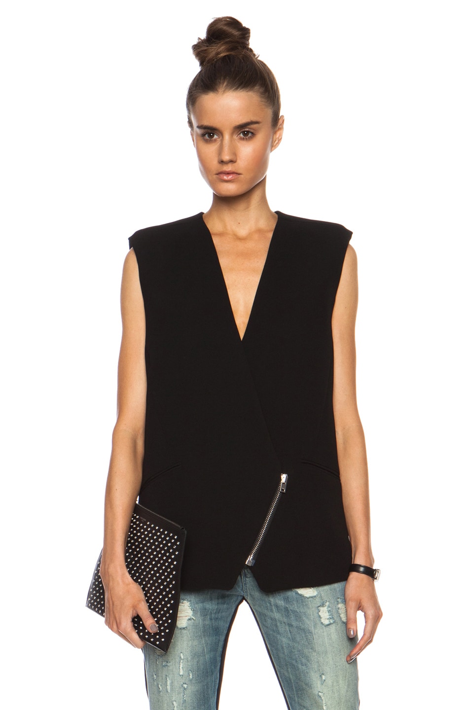 Image 1 of IRO Wallony Acetate-Blend Top in Black