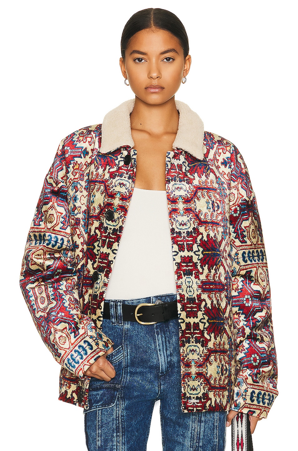 Image 1 of Isabel Marant Gustave Tapestry Coat in Multicolor